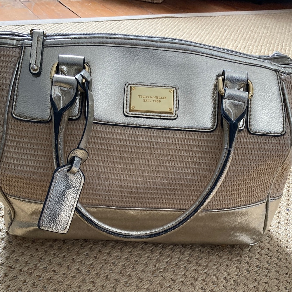 Tignanello Metallic and Woven Satchel